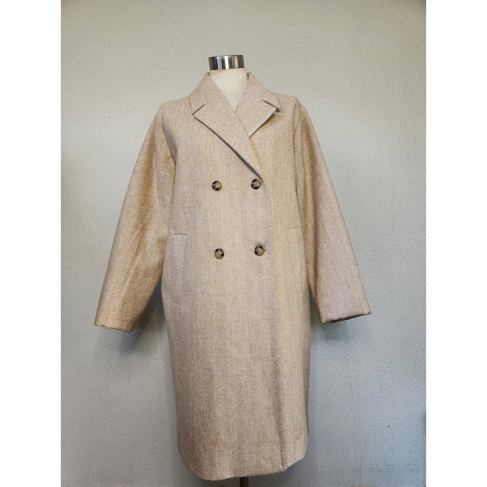Crown & Ivy Women's 4-Button Coat Brown Beige Winter Jacket Medium‎